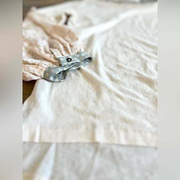 WE THE FREE Free People Jade Long Balloon Sleeve Pattern Print Top Ecru in Cream - Picture 16 of 17